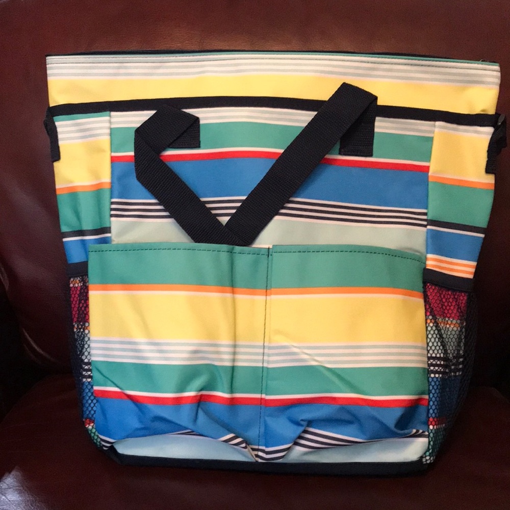Striped Multicolor Tote Bag by Thirty-One, new.